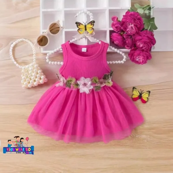 Baby Girls Pink Floral Dress. - Image 2