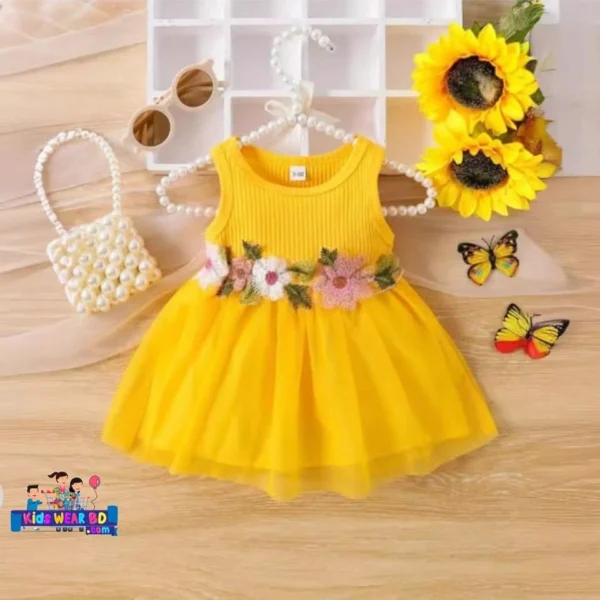 Baby Girl Yellow Floral Dress. - Image 2