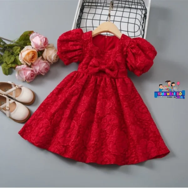 Red Elegant Party Dress for Baby Girls. - Image 2