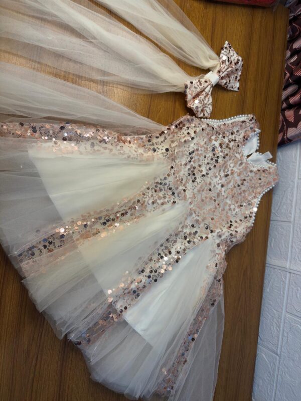 Peach Sequin Party Dress for Girls. - Image 2