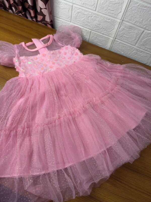 Baby Girl Sparkling Pink Princess Dress. - Image 2