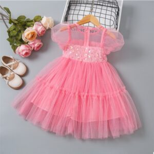 Baby Girl Sparkling Pink Princess Dress.