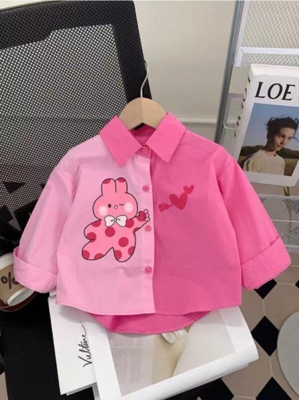 Girl Cartoon Print Shirt with Denim Pant. - Image 3