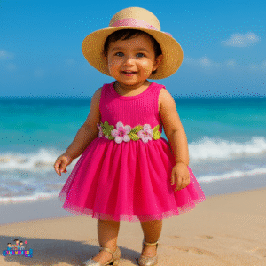 Baby Girls Pink Floral Dress.