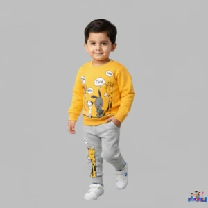 Cute Animal Print Sweatshirt & Pants Set for kids.