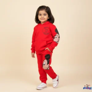 Mickey Mouse Red Hoodie & Pants Set for kids.