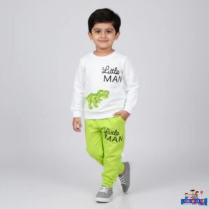 Little Man Dino Print Sweatshirt & Jogger Set.