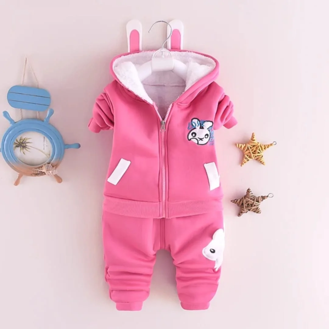 Pink Bunny Baby Hoodie Set.