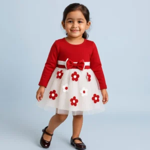 Red & White Floral Tutu Dress with Bow.