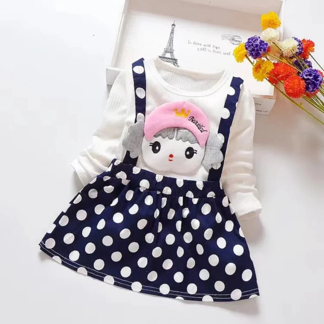 Polka Dot Girl Dress with Doll Face.