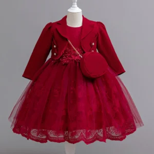 Red Princess Dress with Jacket and Purse for Girls.