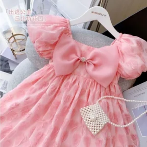 Princess Pink Bow Tulle Dress.