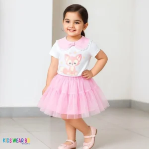 WhatsApp Image 2025-10-27 at 15.59.23_49069e58 Cute Fox Print Top with Pink Layered Tulle Skirt Set for Baby Girls.