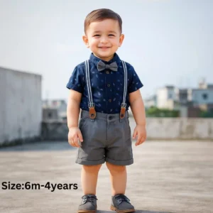 Baby Boy Stylish Suspender Set with Bow Tie