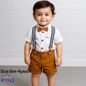 Baby Boy Stylish Suspender Set with Bow Tie