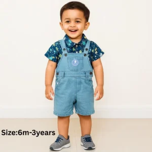 Smiley Denim Overall Set for Baby Boy