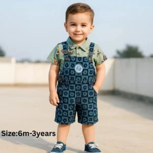Smiley Denim Overall Set for Baby Boy