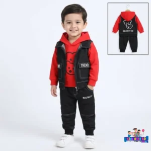 Red & Black Naughty Kid 3-Piece Hoodie Set.